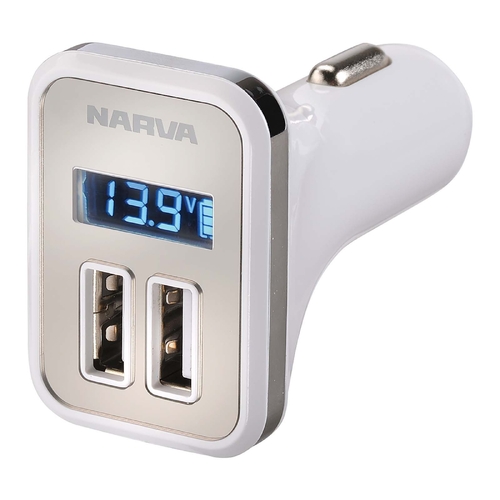 Narva Dual USB Adaptor with LED Volt/Amp Meter Display 81057BL thumbnail