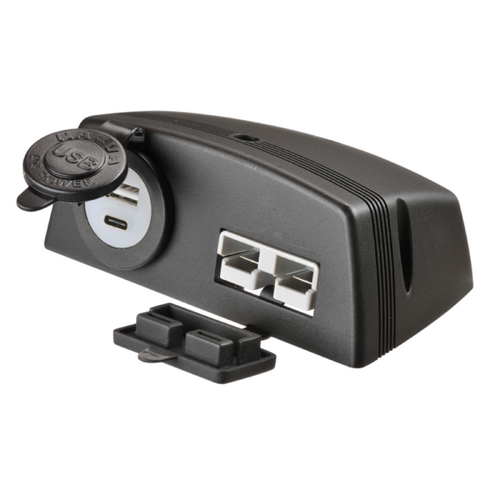 Narva Heavy-Duty Twin 50 Amp HD Connector/USB/USB-C Socket 81174BL thumbnail