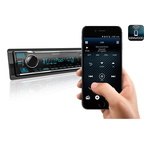 Kenwood KMM-BT408 4 x 50W Single DIN Receiver Head Unit Bluetooth iPhone Support thumbnail