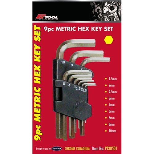 PK Tool 9 Piece Metric Hex Key Set PT30501 thumbnail