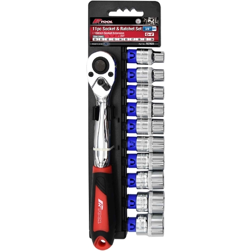 PK Tool 11pc 3/8" Drive 200mm Metric Cr-V Socket & Ratchet RG7620 thumbnail