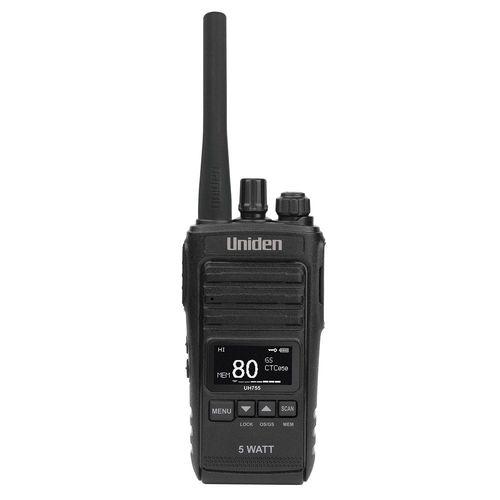 Uniden UH755 5W IP55 Handheld UHF Radio OLED Screen 1500mAh Rechargeable Battery thumbnail