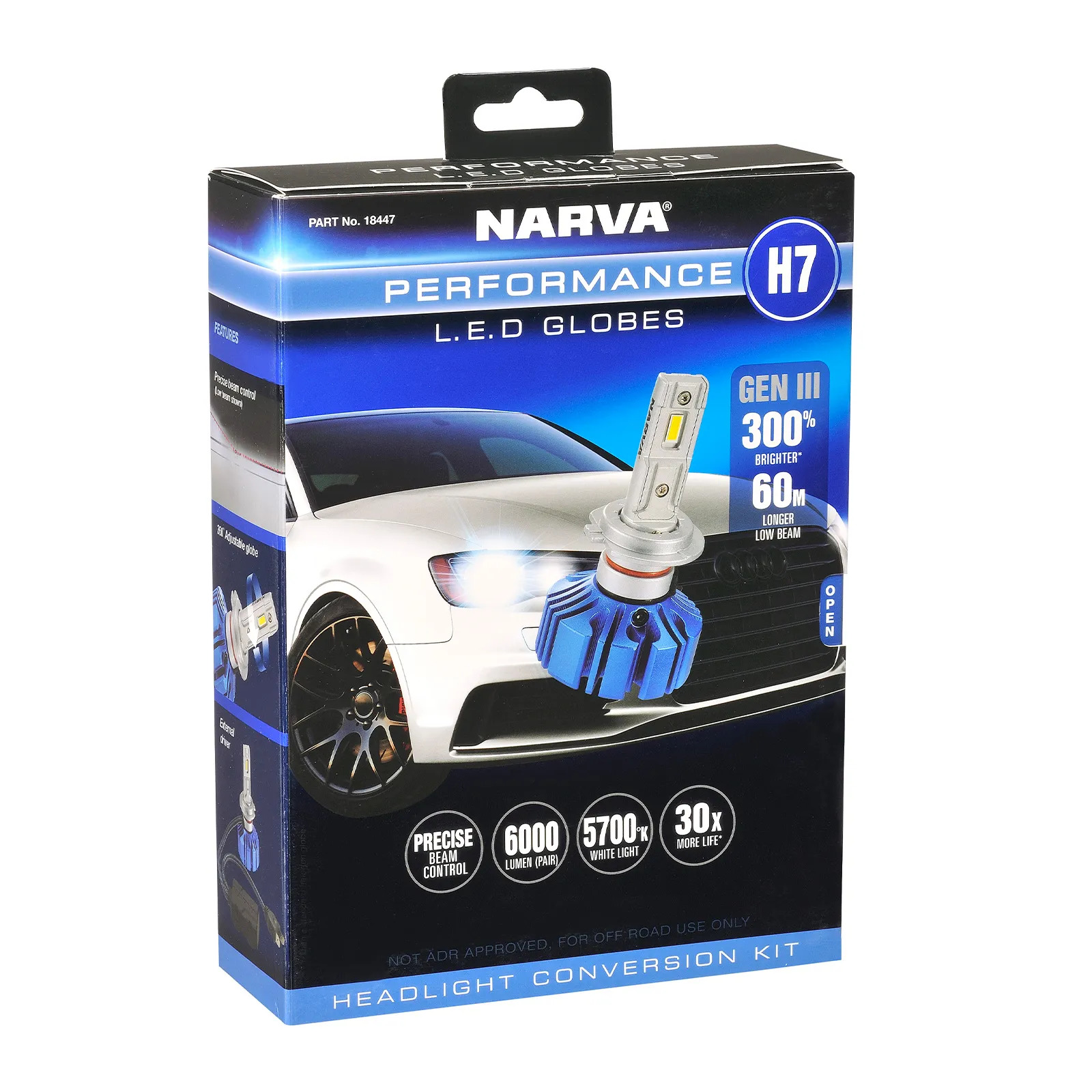 Narva  12V H7 55W LONG LIFE HALOGEN HEADLIGHT GLOBES (Blister pack of 1)