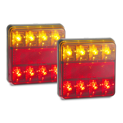 LED Auto Lamps  2 X Stop/tail/indicator Lamps With Reflector, 100mm X 100mm X 22mm, 12 Voly Only, Adr Approved, Blister Pack.    101BAR2  