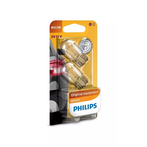 Philips Vision Line 12V W21/5W 21W/5W Wedge Globes (Twin Pack) Pair 12066B2