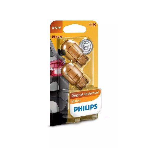 Philips Vision Line 12V Wy21W 21W Amber Tinted Wedge Globes (Twin Pack) Pair 12071B2