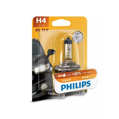 Philips Vision Line 12V H4 60/55W +30% Headlight Globe (Single) 12342PRB1