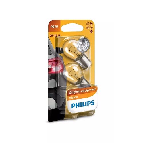 Philips Vision Line 12V P21W 21W Bayonet Globes Twin Pack Pair 12498B2