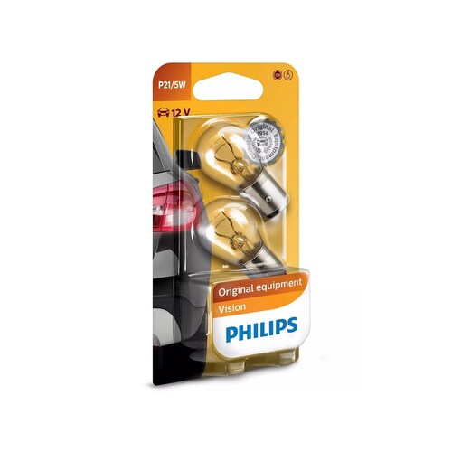 Philips Vision Line 12V P21/5W Stop/Tail Bayonet Globes (Twin Pack) Pair 12499B2