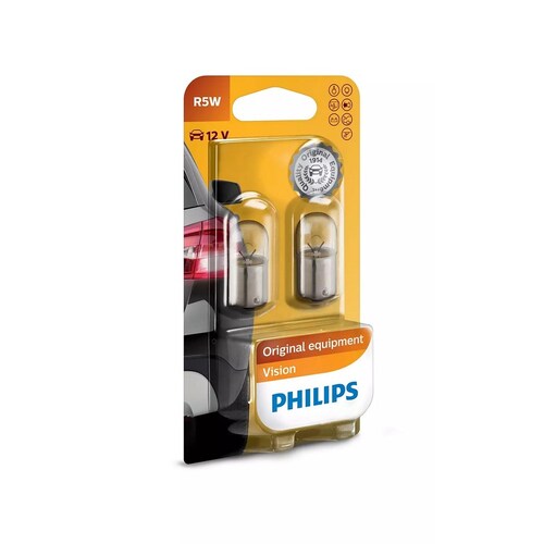 Philips Vision Line 12V R5W 5W Bayonet Globes Twin Pack Pair 12821B2