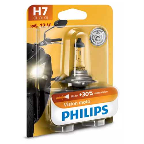 Philips Vision Moto 12V H7 55W +30% Motorcycle Headlight Globe (Single) 12972PRBW