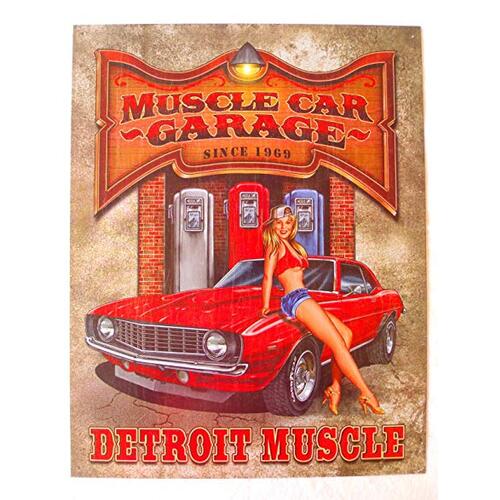 Novelty Metal Sign - Muscle Car Garage Detroit Muscle 31cm x 40cm