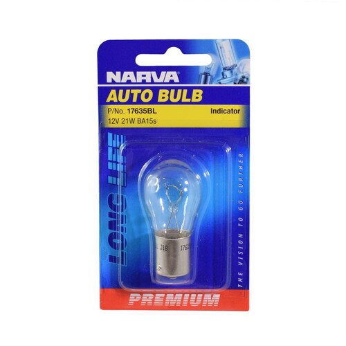 Narva 12V 21W P21W Ba15S Premium Incandescent Globe - Single 17635BL