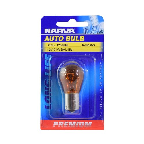 Narva 12V 21W Py21W Amber Incandescent Bayonet Bau15S Globe - Single 17638BL