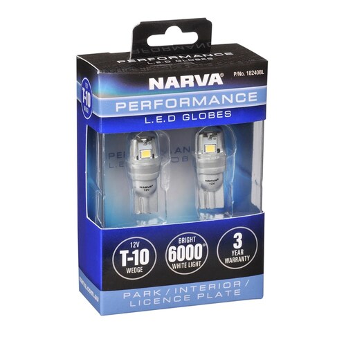 Narva 12V T10 LED Wedge Globes Twin Pack - 18240BL