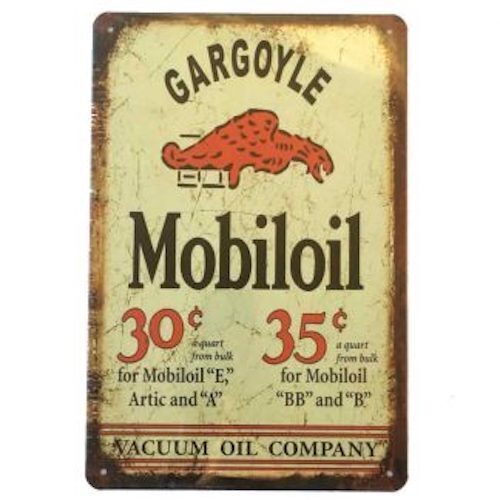 Nostalgic Novelty Tin Sign - Mobiloil Reproduction 32 x 41mm 1897