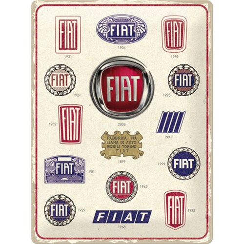 Nostalgic Art Metal Sign Fiat Logo Evolution 30 X 40Cm 23297S