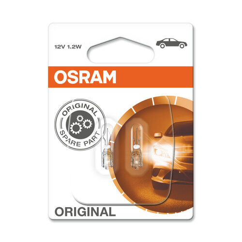 Osram Globes (pk 2) Wedge W2x4.6d 12v 1.2w 2721-02b