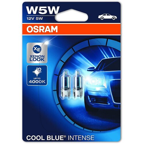 Osram Globes Cool Blue Intense (pk 2) Wedge W2.1x9.5d 12v 5w 2825hcbi-02b