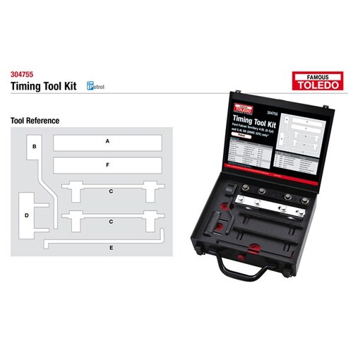 Toledo TIMING TOOL KIT 304755 304755 suits Ford and FPV, Falcon and Territory 4.0L (6 Cyl incl Turbo) and FPV, Falcon 5.4L V8 DOHC 32V (BOSS 260