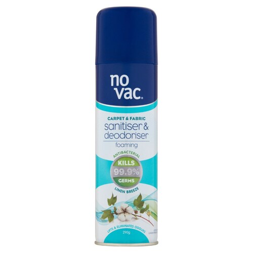 No Vac Foaming Sanitiser And Deodoriser Linen Breeze 290G 31146 Aerosol