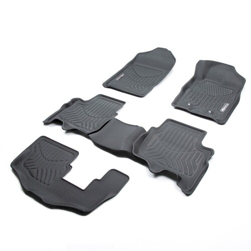 TRUFIT 3D MAXTRAC TAILOR MADE 3-ROW SET OF HEAVY DUTY BLACK RUBBER FLOOR MATS FOR 2015-2022 FORD EVEREST - 3D-FEVE15WAGBKMAX