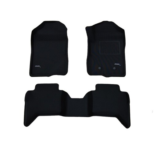 Trufit 3D Kagu Tailor Made Front And Rear Set Of Black Rubber Floor Mats For Dual/Crew Cab 2022 Onwards Next Gen Ford Ranger And VW Amarok - 3D-FRAN22