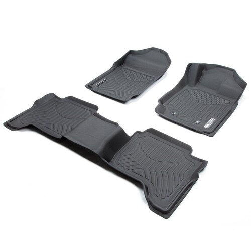TRUFIT 3D MAXTRAC TAILOR MADE FRONT AND REAR SET OF BLACK RUBBER FLOOR MATS FOR FORD RANGER PX PX2 PX3 2011-2022 - 3D-FRANPXP4BKMAX