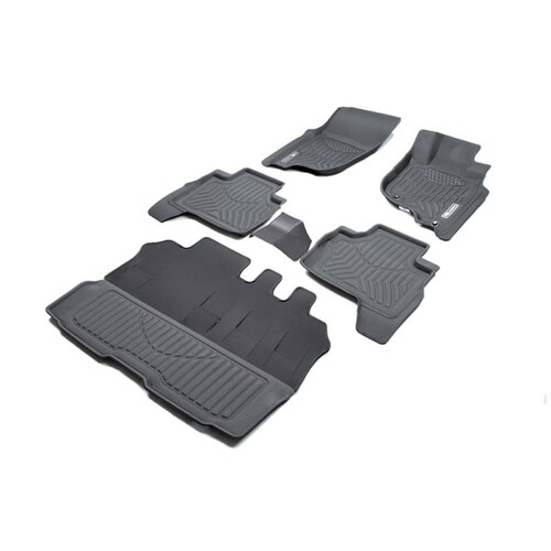 3D Maxtrac Tailor Made 3-Row Set of Heavy Duty Black Rubber Floor Mats for 2015 Onwards Mitsubishi Pajero Sport - 3D-MIPSP15WAGBKMAX