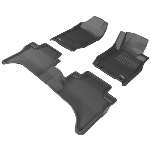 TRUFIT 3D KAGU TAILOR MADE FRONT AND REAR SET OF BLACK RUBBER FLOOR MATS FOR MITSUBISHI TRITON DUAL CAB MQ2-MR 2017-2022 - 3D-MITRI17P4BK