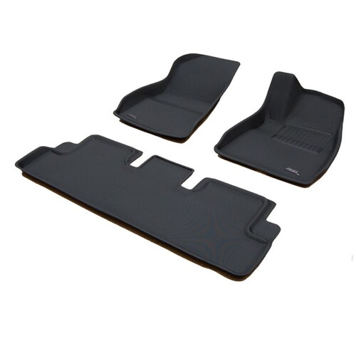 TRUFIT 3D KAGU TAILOR MADE FRONT AND REAR SET OF BLACK RUBBER FLOOR MATS FOR 2017 ONWARDS TESLA MODEL 3 - TLMD317P4BK