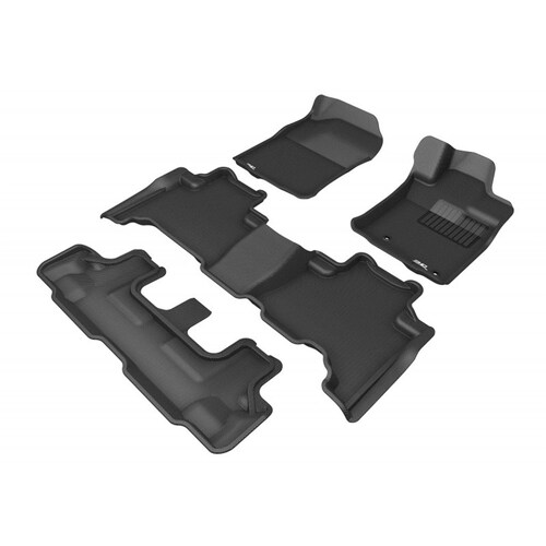 Trufit 3D Kagu Tailor Made 3-Row Set Of Black Rubber Floor Mats For Toyota Prado 150 Series 2013-2022 - SKU: 3D-TPRA13WAGBK