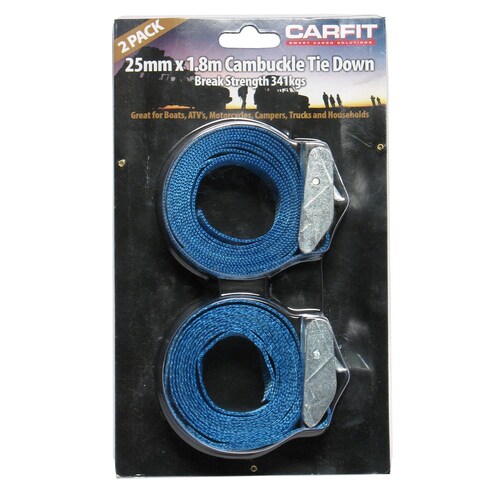 Carfit Heavy Duty Cambuckle Cinch Strap - 25Mm X 1.8M Set Of 2 46CSM2518-2