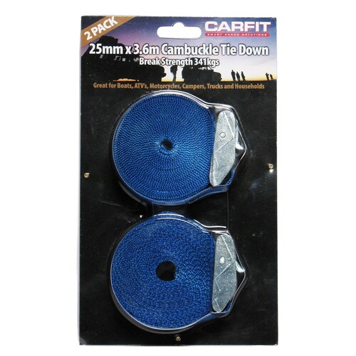 Carfit Heavy Duty Cambuckle Cinch Strap - Set Of 2 - 25Mm X 3.6M 46CSM2536-2