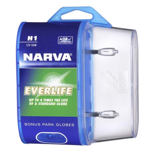 Narva H1 12V 55W Everlife Halogen Headlight Globes Twin Pack Pair 48322BL2