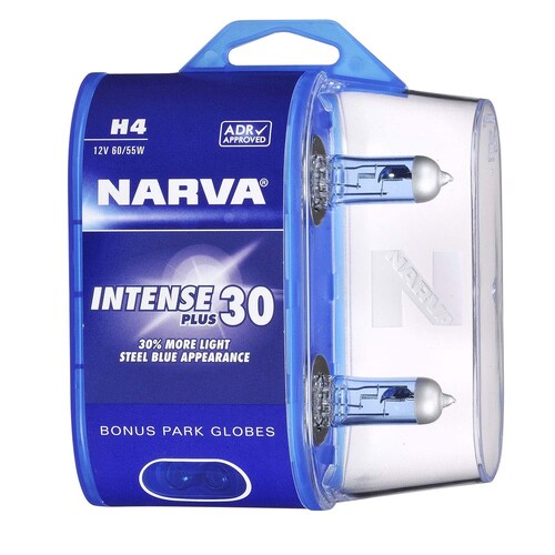 Narva H4 12V 60/55W Intense Plus 30 Halogen Headlight Globes Twin Pack Pair 48472BL2
