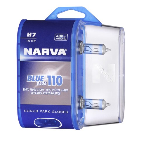 Narva H7 12V 55W Blue Plus 110 Halogen Headlight Globes - Twin Pack 48535BL2