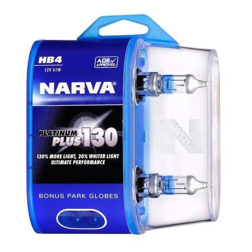 Narva Hb4 12V 51W Platinum Plus 130 Halogen Headlight Globes Twin Pack Pair 48544BL2