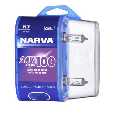 Narva H7 24V 70W Plus 100 Long Life Headlight Globes Twin Pack - Pair (48730BL2)
