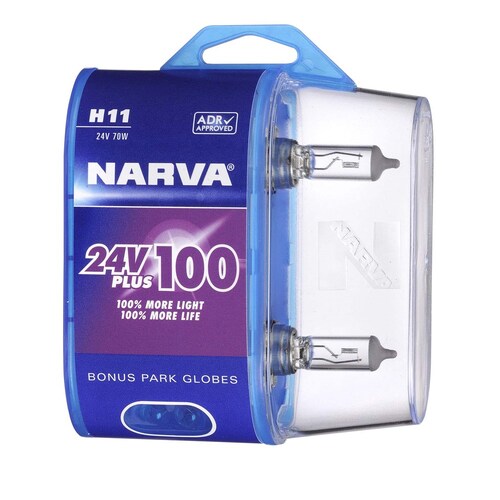 Narva H11 24V 55W Plus 100 Long Life Headlight Globes Twin Pack - Pair (48740BL2)