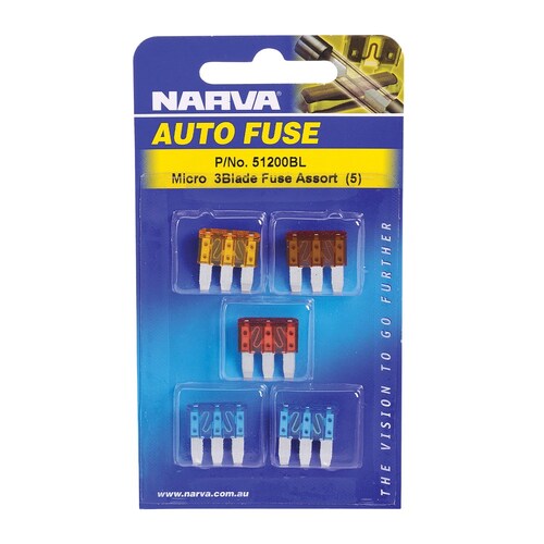 Narva Micro 3 Blade Fuse Assortment Pack - 5 Pieces (51200BL)