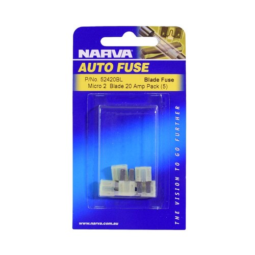 Narva 20 Amp Yellow Micro 2 Blade Fuse - Pack of 5 (52420BL)
