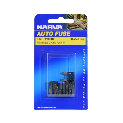 Narva 2 Amp Grey Mini Blade Fuse - Pack of 5 (52702BL)