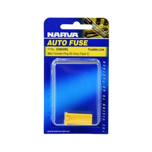 Narva 60 Amp Yellow Mini Female Fusible Link Single Plug-In - 53660BL