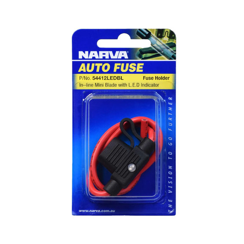 Narva In-line Mini Blade Fuse Holder With Waterproof Cap & L.e.d Indicator 54412LEDBL