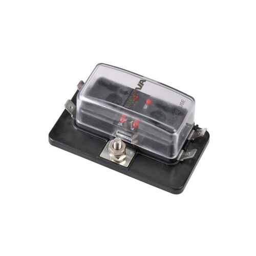 Narva 4-Way Standard ATS Blade Fuse Box with LED Fault Indicator Lamps and Single Power-In Terminal - 54428BL