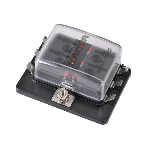 Narva 6-Way Standard ATS Fuse Box with LED Fault Indicators - Single Power-In Terminal (54429BL)