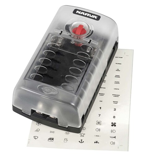 Narva 12-Way Standard ATS Blade Fuse or Plug-In Type Circuit Breaker Block - 54450BL