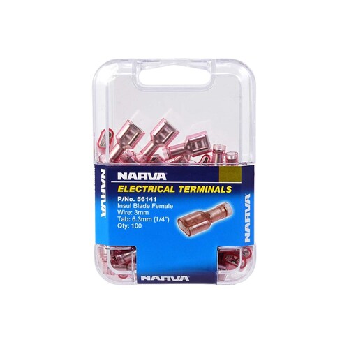 Narva 6.3 x 0.8mm Female Blade Terminal Red Pack of 100 - 56141