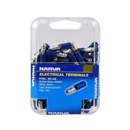 Narva 5.0mm Male Bullet Terminal Blue Pack of 100 - 56148